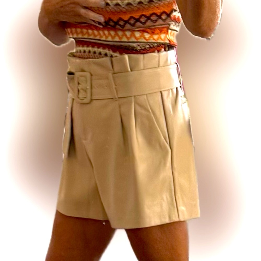 Belted Faux Leather Shorts NWOT